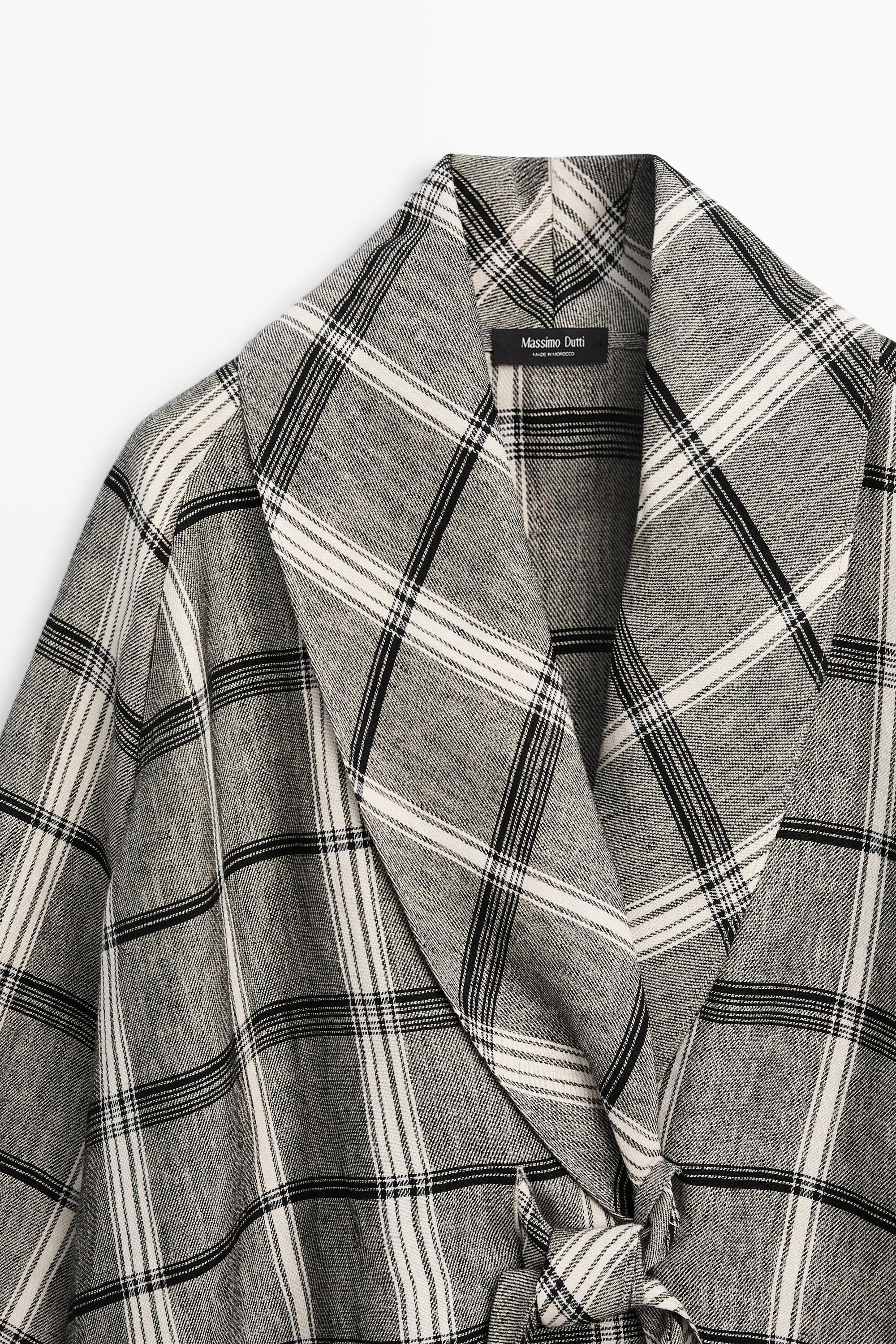 Check tie-detail overshirt